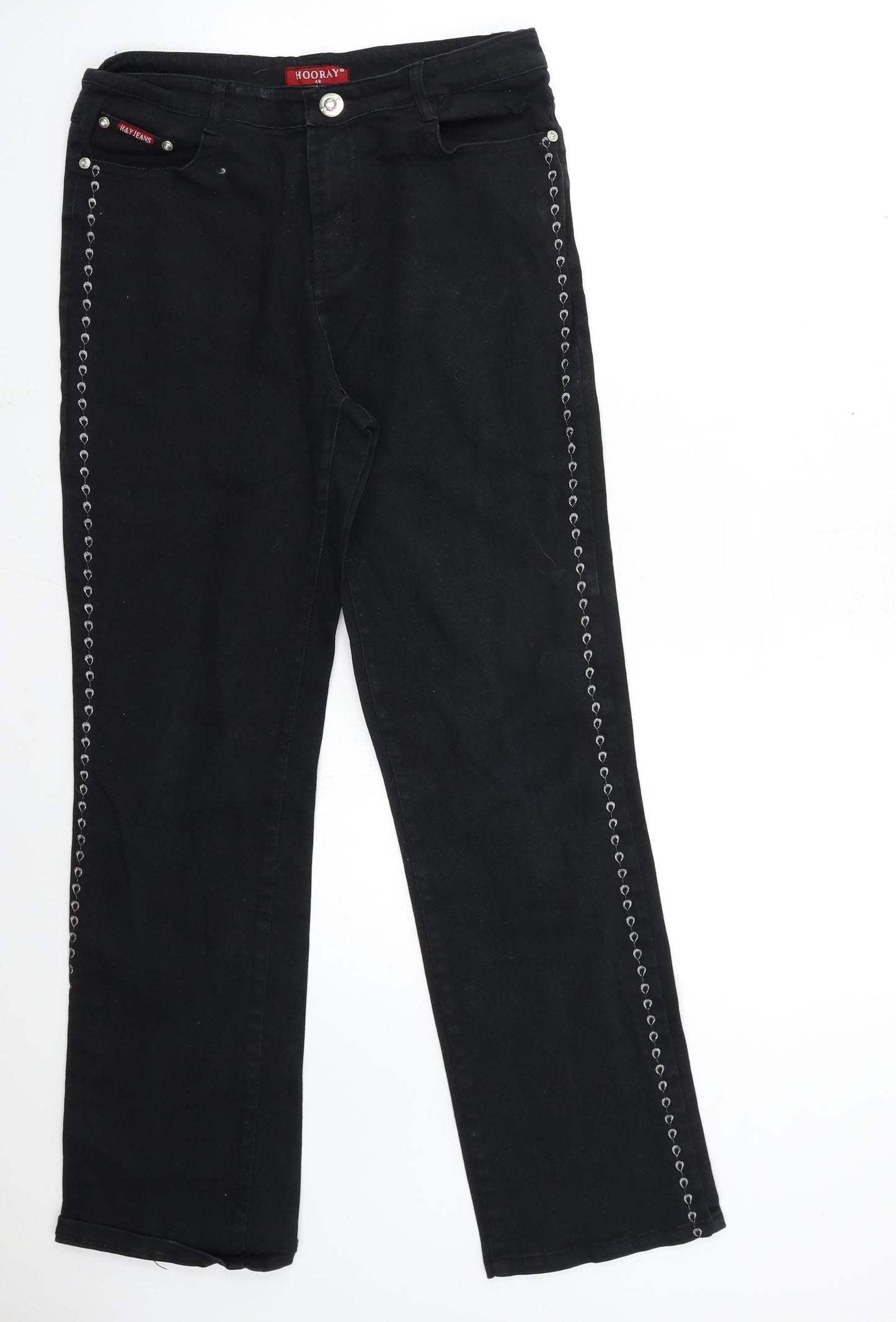 Hooray Womens Black  Denim Straight Jeans Size 16 L29 in
