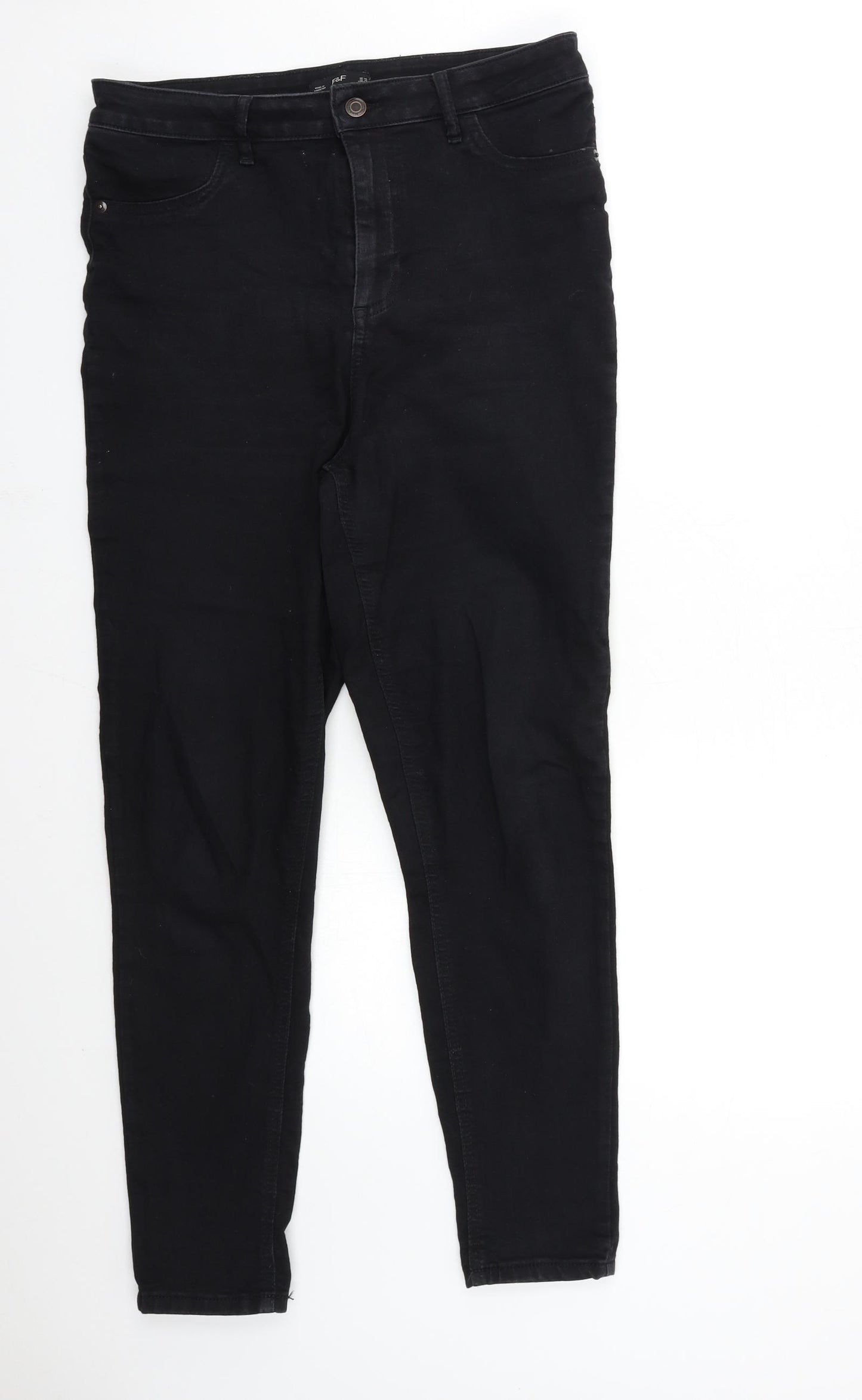 F&F Womens Black  Denim Skinny Jeans Size 14 L28 in