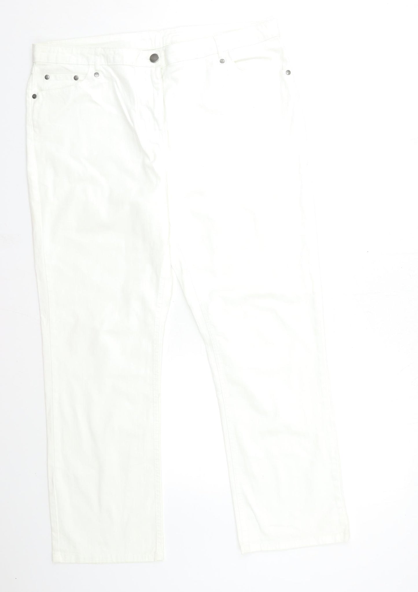 Papya Womens White  Denim Straight Jeans Size 18 L30 in