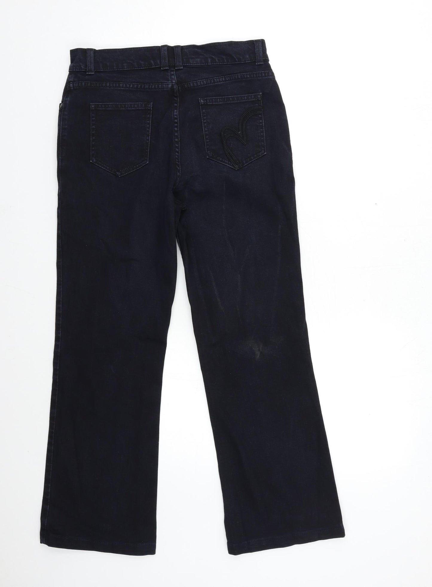 Per Una Womens Black  Denim Flared Jeans Size 10 L27 in