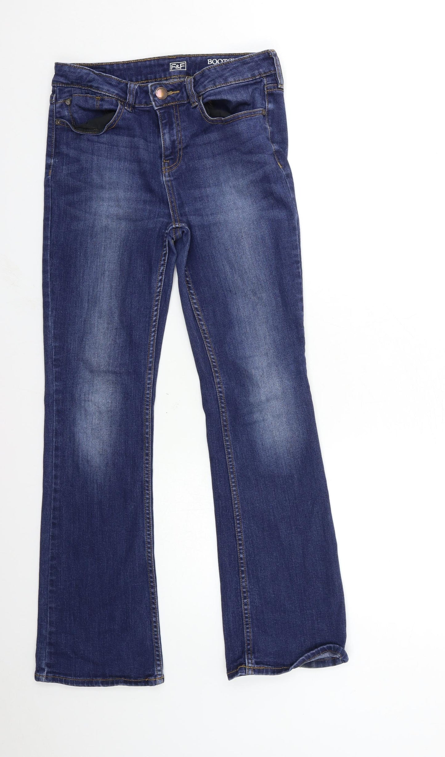 F&F Womens Blue  Denim Flared Jeans Size 10 L20 in