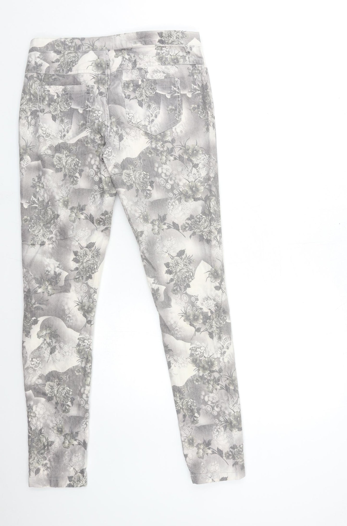 Only Womens Grey Geometric Denim Skinny Jeans Size L L31 in