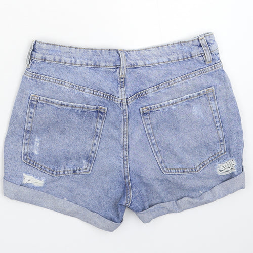 Divided Womens Blue  Denim Hot Pants Shorts Size 10 - Distressed
