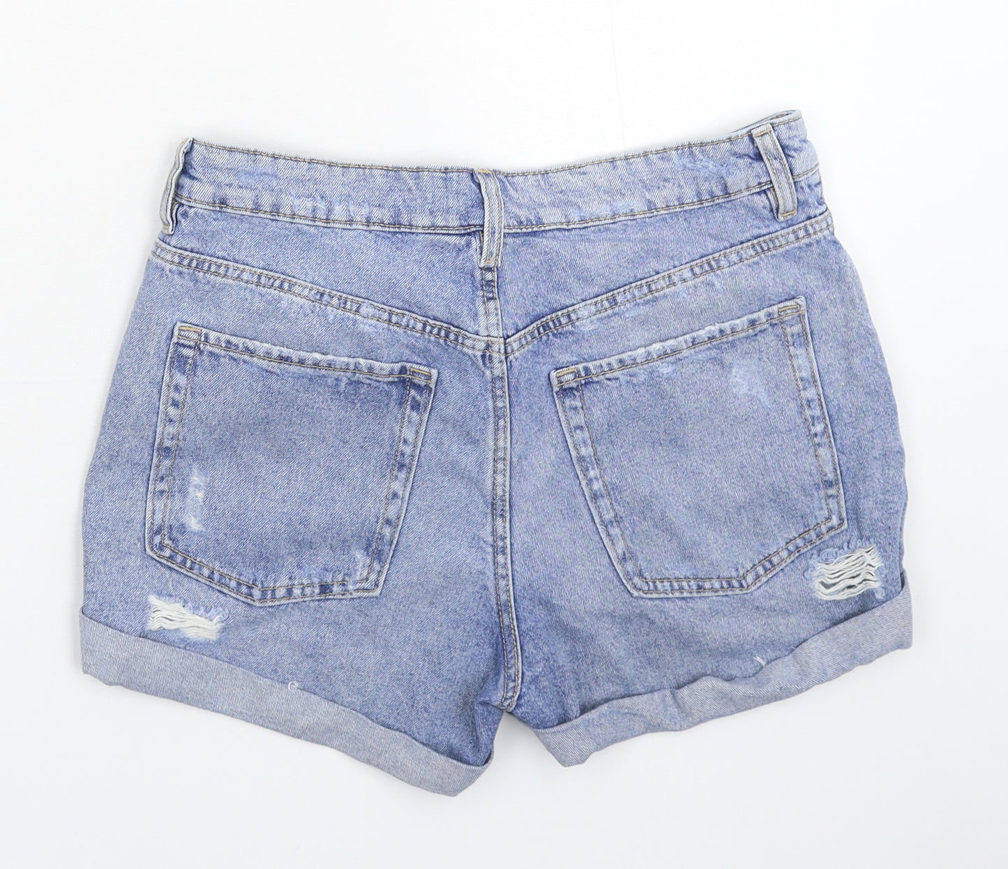 Divided Womens Blue  Denim Hot Pants Shorts Size 10 - Distressed