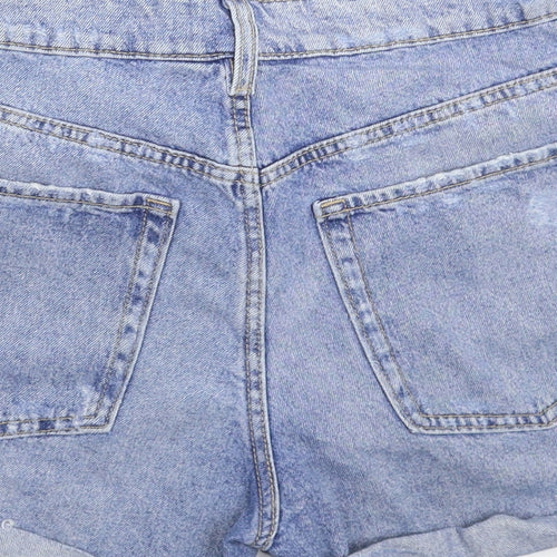 Divided Womens Blue  Denim Hot Pants Shorts Size 10 - Distressed