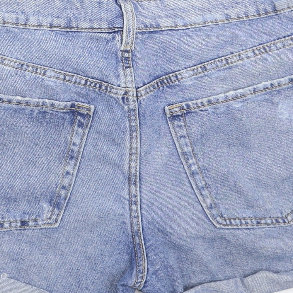 Divided Womens Blue  Denim Hot Pants Shorts Size 10 - Distressed