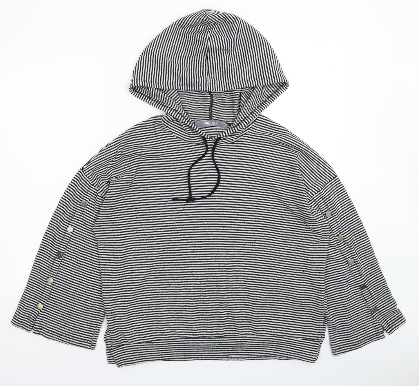 COIN 1804 Womens Multicoloured Striped  Pullover Hoodie Size S