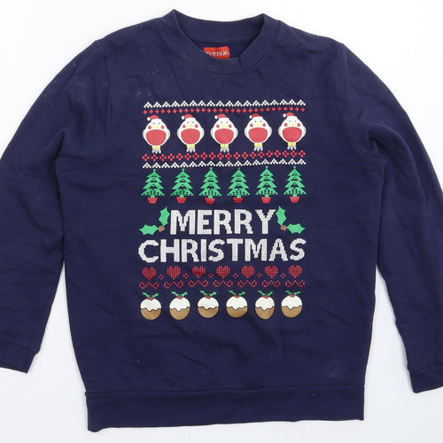 Avenue Womens Blue   Pullover Sweatshirt Size S  - Christmas
