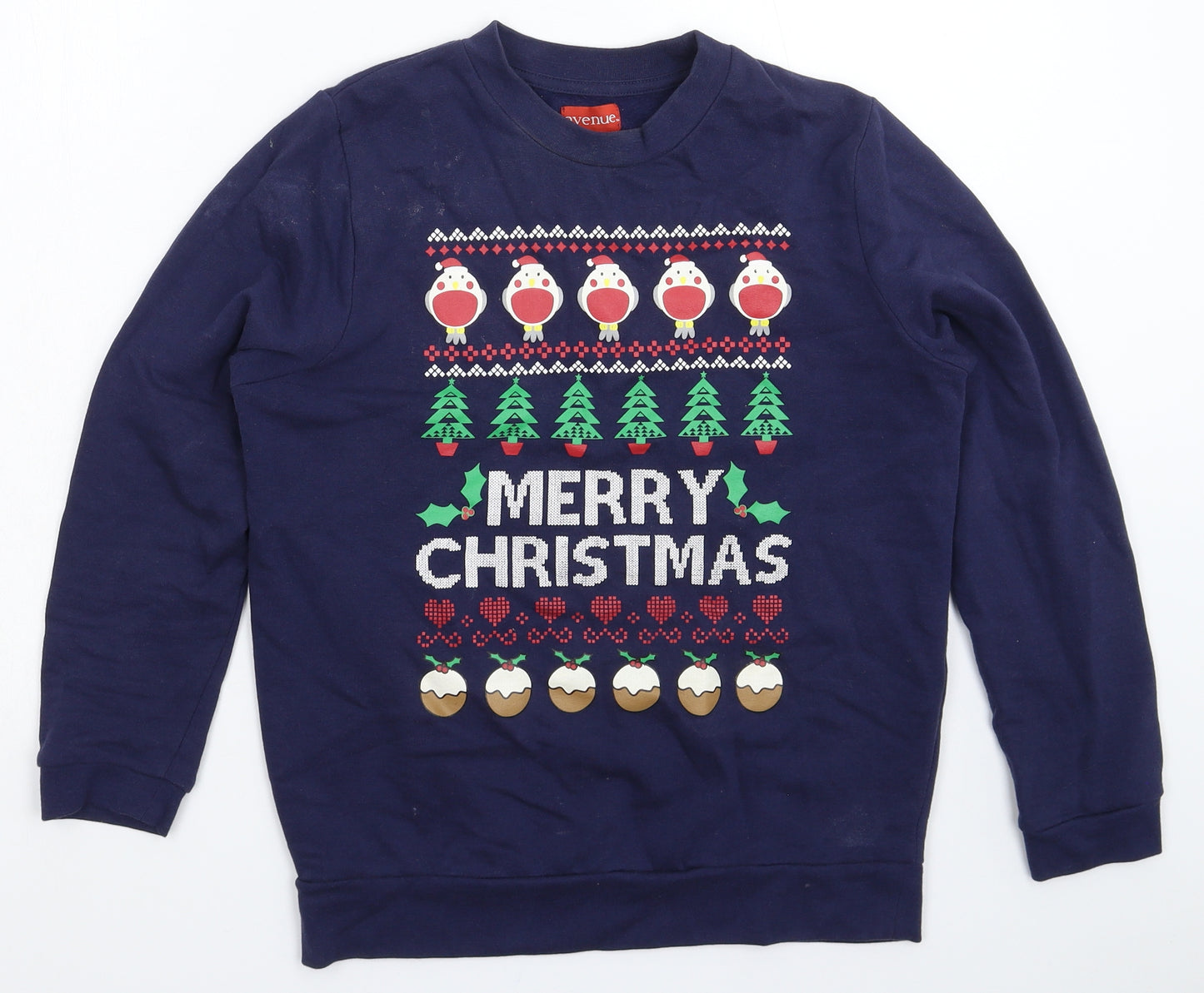 Avenue Womens Blue   Pullover Sweatshirt Size S  - Christmas