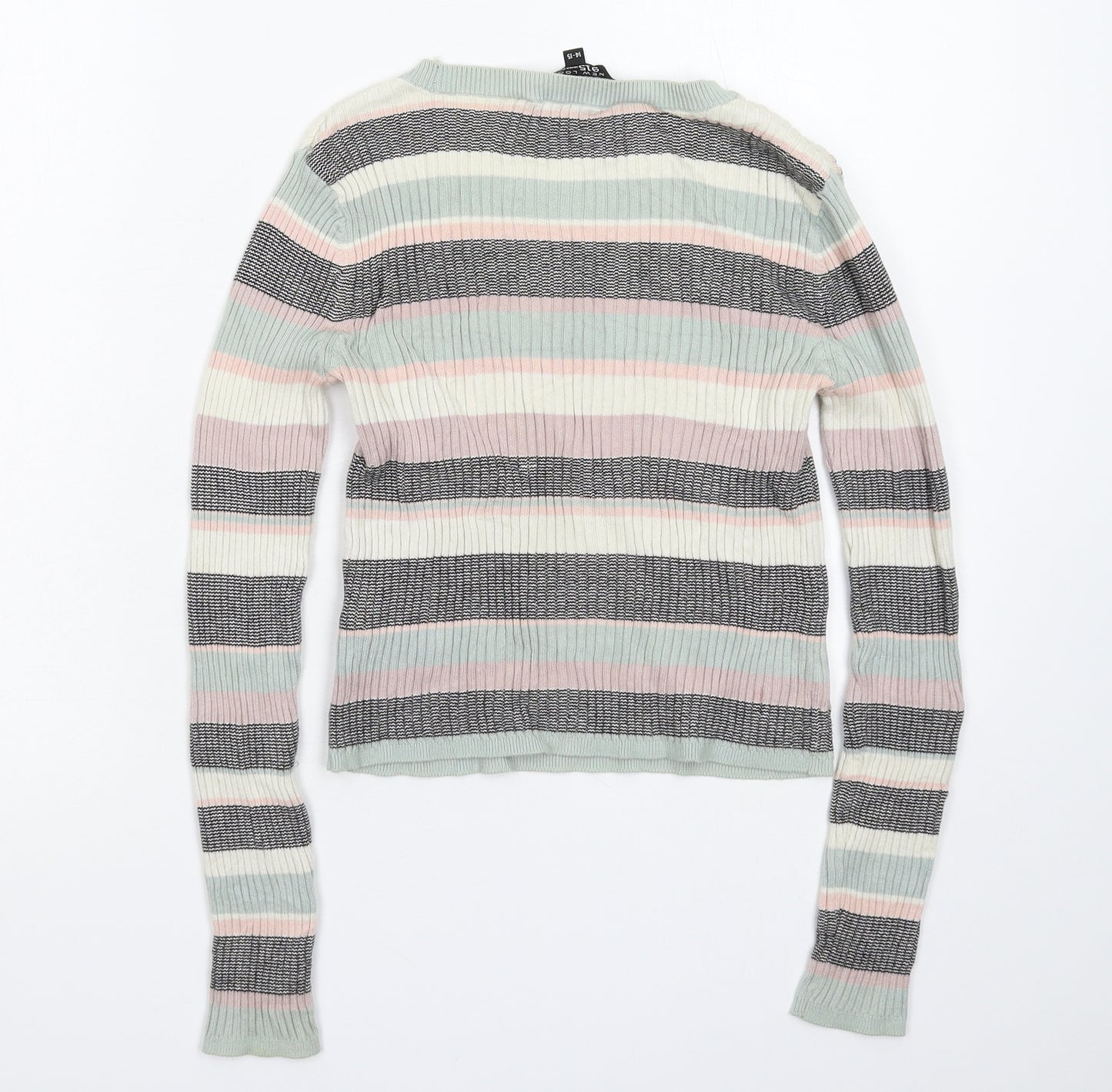 New Look Girls Multicoloured Striped Knit Pullover Jumper Size 14-15 Years