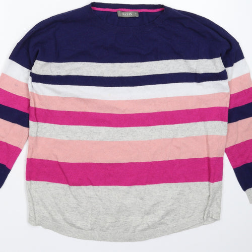 Oasis Womens Multicoloured Striped Knit Pullover Jumper Size M