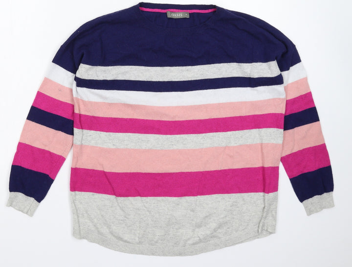 Oasis Womens Multicoloured Striped Knit Pullover Jumper Size M