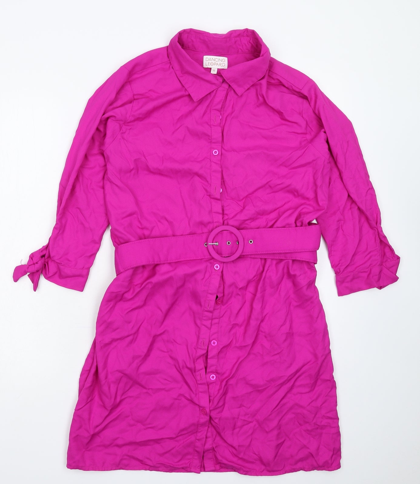 Dancing Leopard Womens Pink   Shirt Dress  Size 16