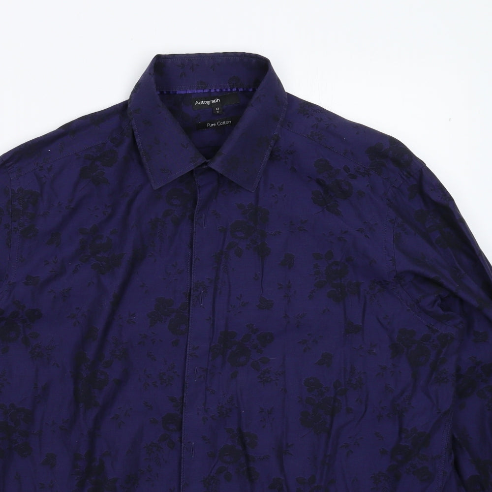 Autograph Mens Purple    Dress Shirt Size 17