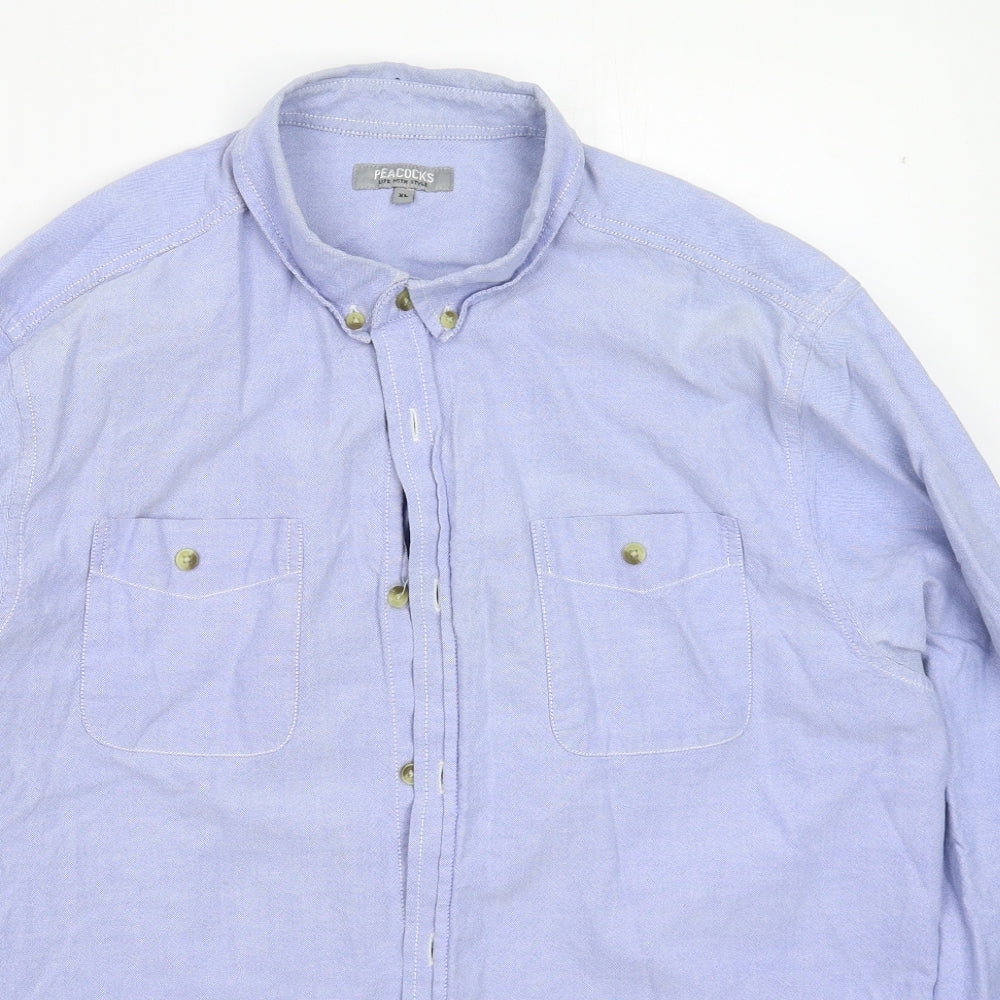 Peacocks Mens Blue    Button-Up Size XL