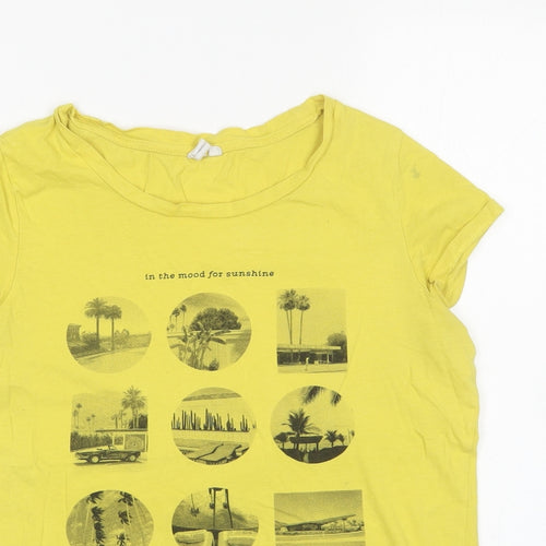 Q/S Womens Yellow   Basic T-Shirt Size M