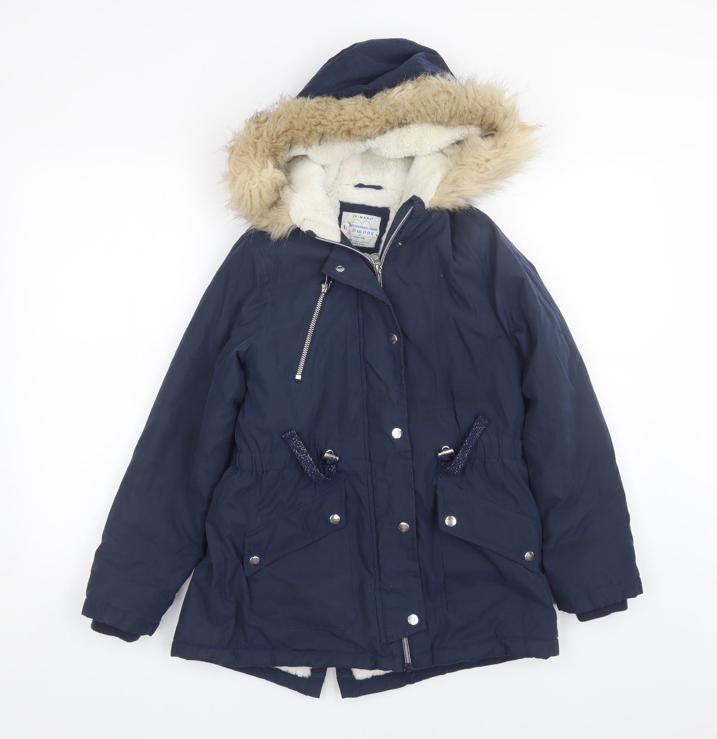 Primark Girls Blue   Parka Coat Size 10-11 Years