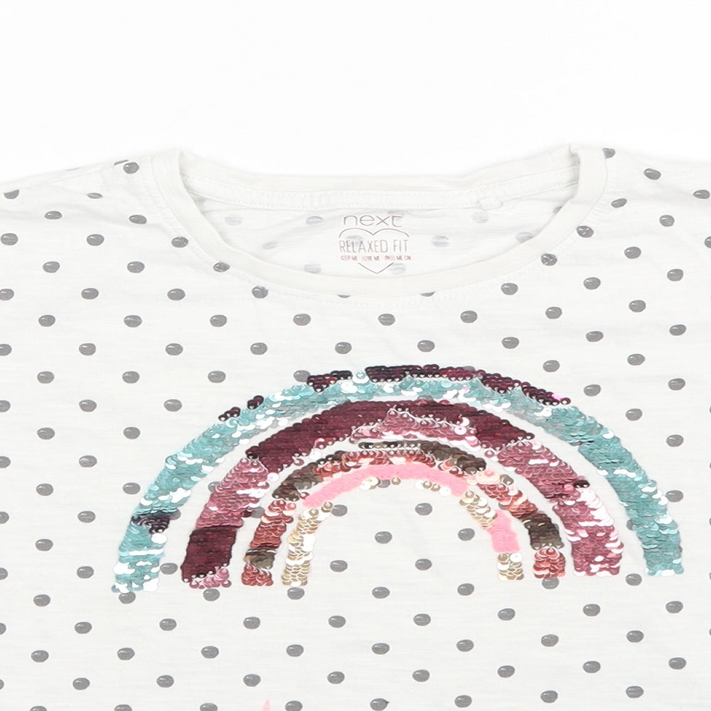 NEXT Girls White Polka Dot  Basic T-Shirt Size 6 Years  - Rainbow