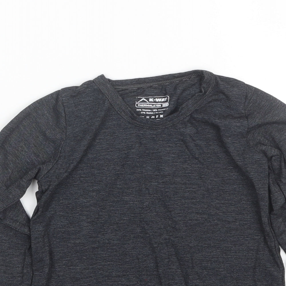 K Way Boys Black Striped  Basic T-Shirt Size 5-6 Years