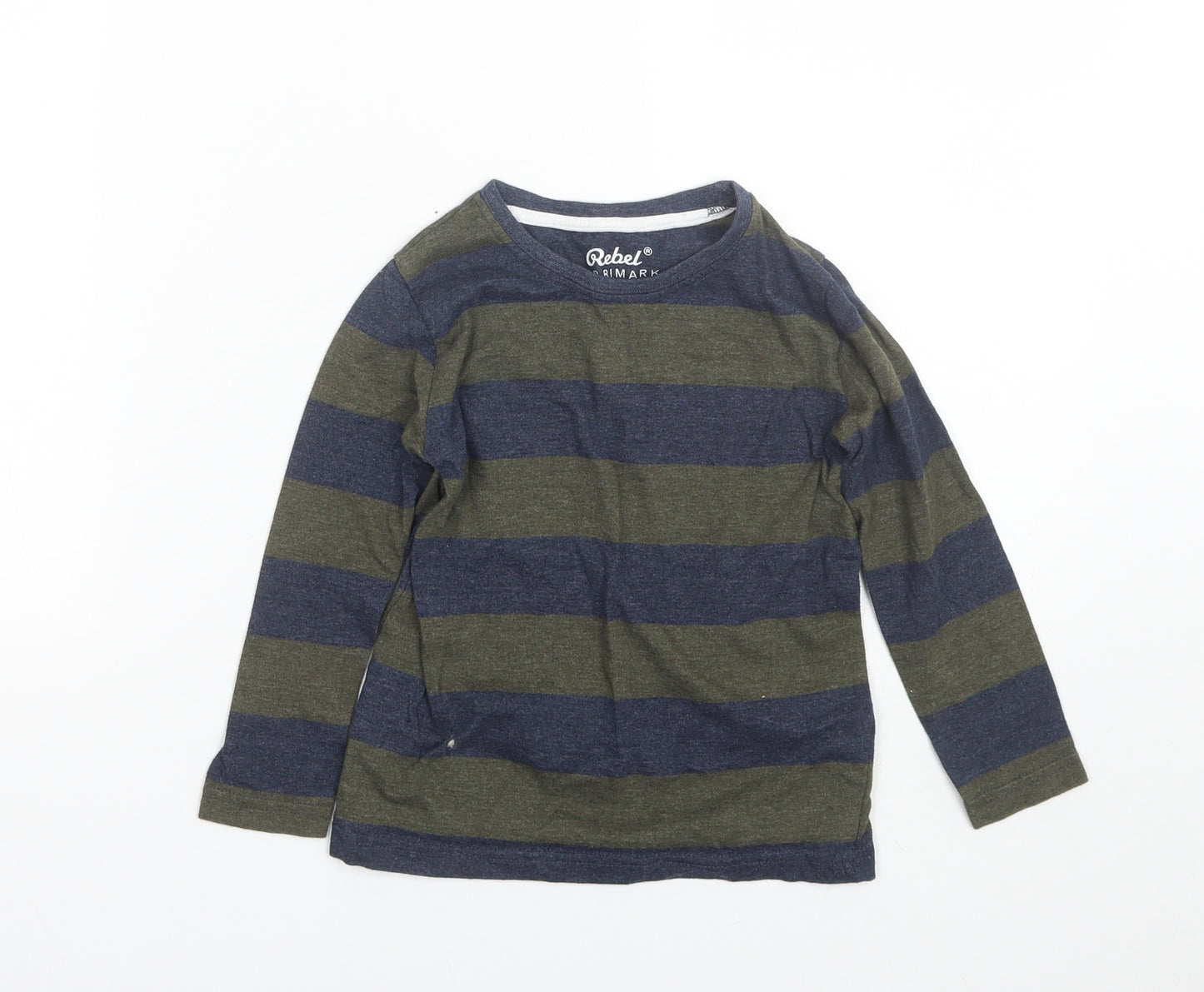 Rebel Boys Green Striped  Basic T-Shirt Size 4-5 Years
