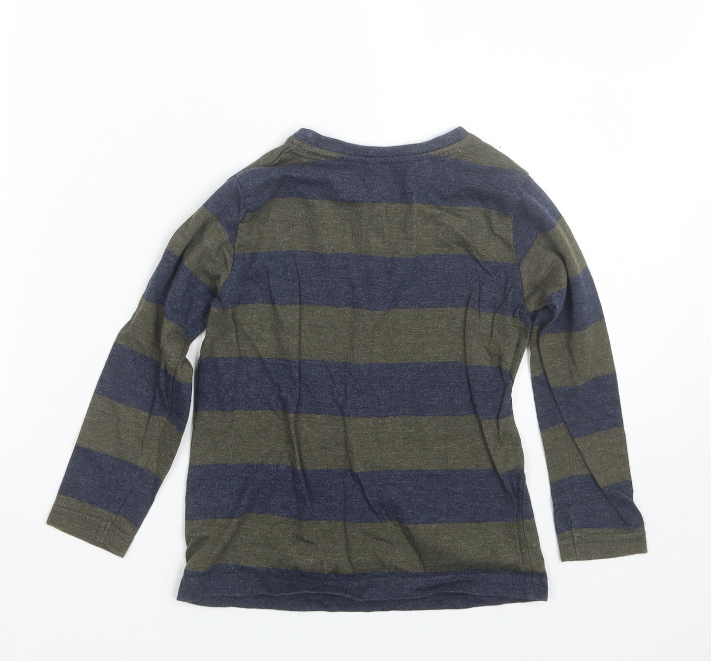 Rebel Boys Green Striped  Basic T-Shirt Size 4-5 Years