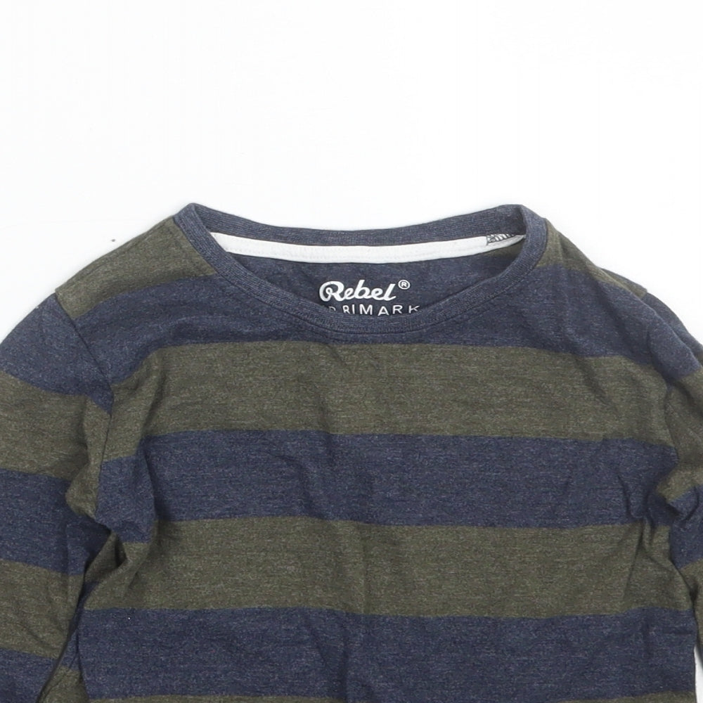 Rebel Boys Green Striped  Basic T-Shirt Size 4-5 Years
