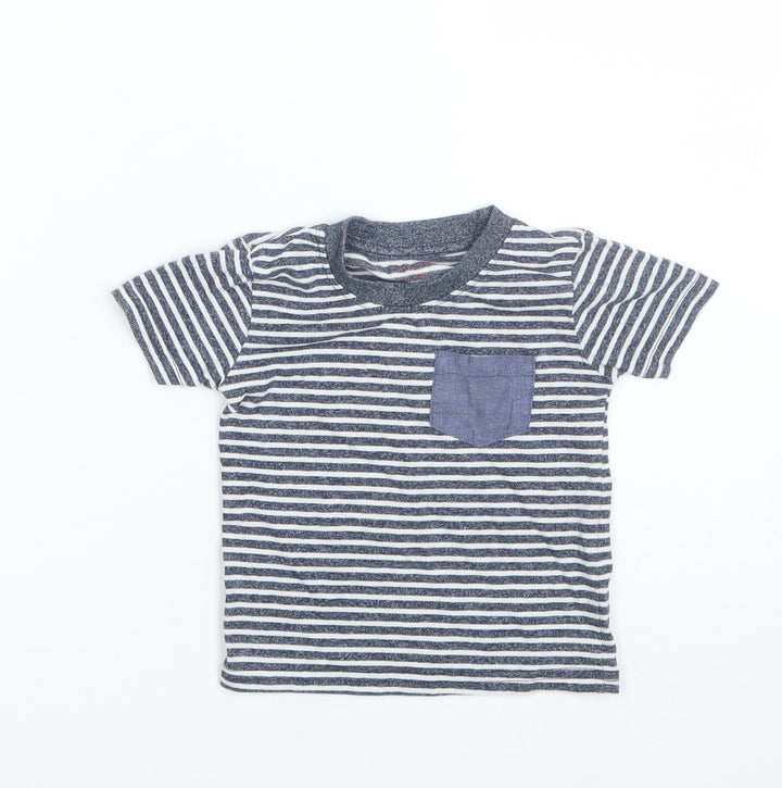 Primark Boys Blue Striped  Basic T-Shirt Size 9-12 Months