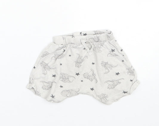 Front view of George girls’ grey animal print cami sleep shorts, size 6-9, months - dumbo