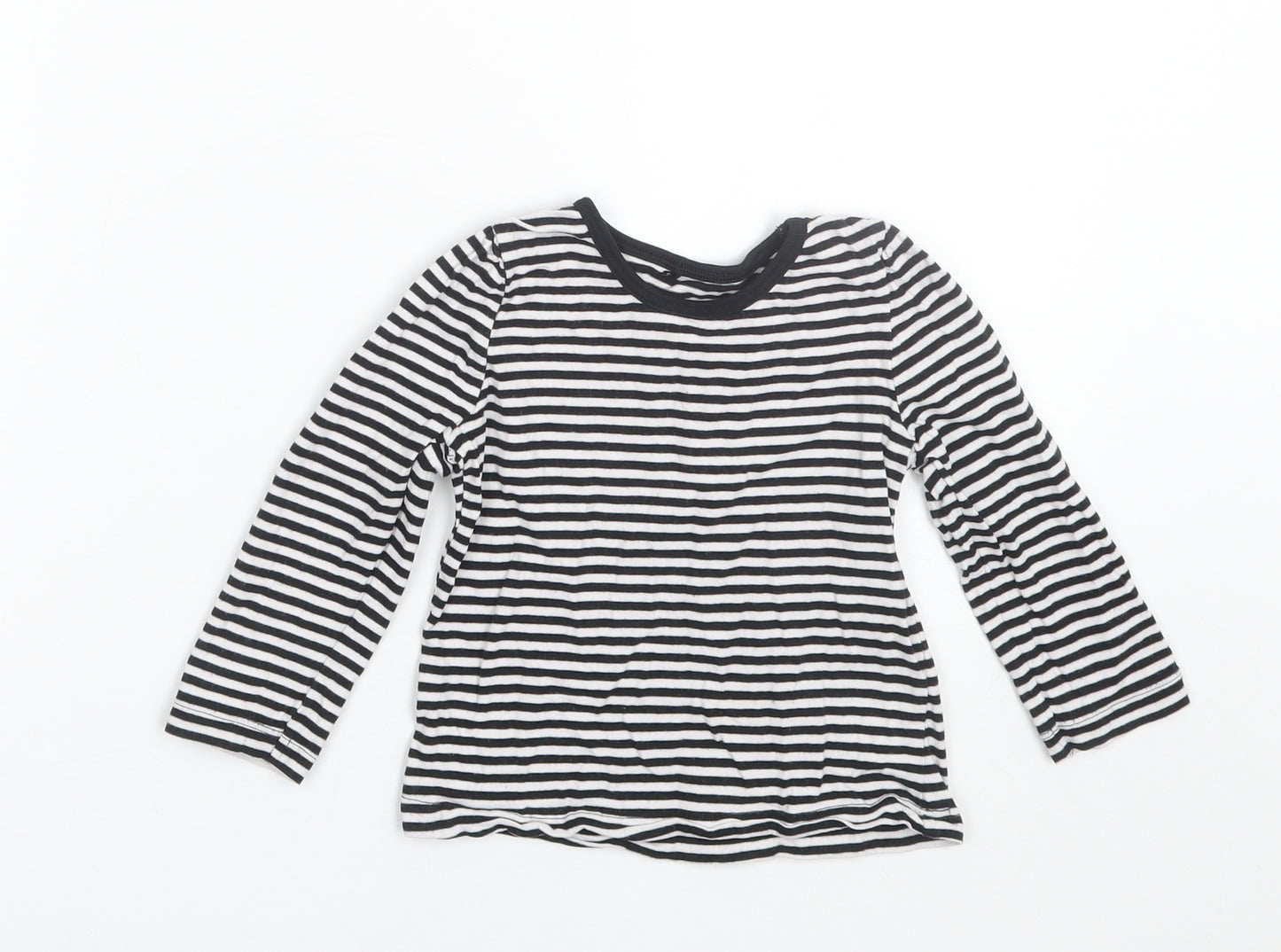 George Girls Black Striped  Basic T-Shirt Size 2-3 Years