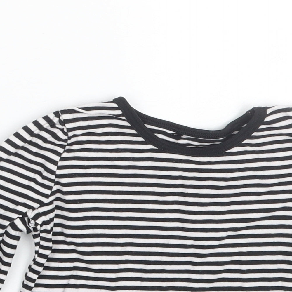 George Girls Black Striped  Basic T-Shirt Size 2-3 Years