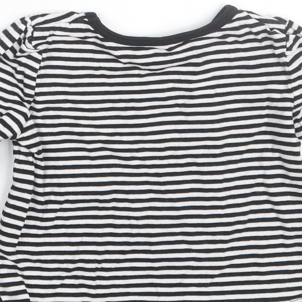 George Girls Black Striped  Basic T-Shirt Size 2-3 Years
