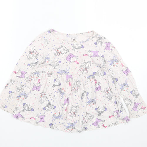 Gap Girls White Polka Dot  T-Shirt Dress  Size 5 Years