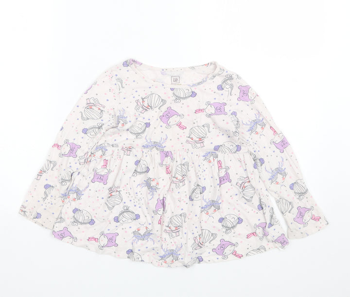 Gap Girls White Polka Dot T-Shirt Dress Size 5 Years