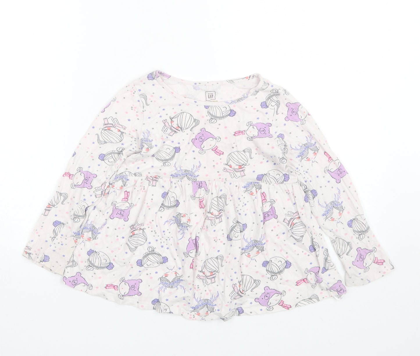 Gap Girls White Polka Dot  T-Shirt Dress  Size 5 Years