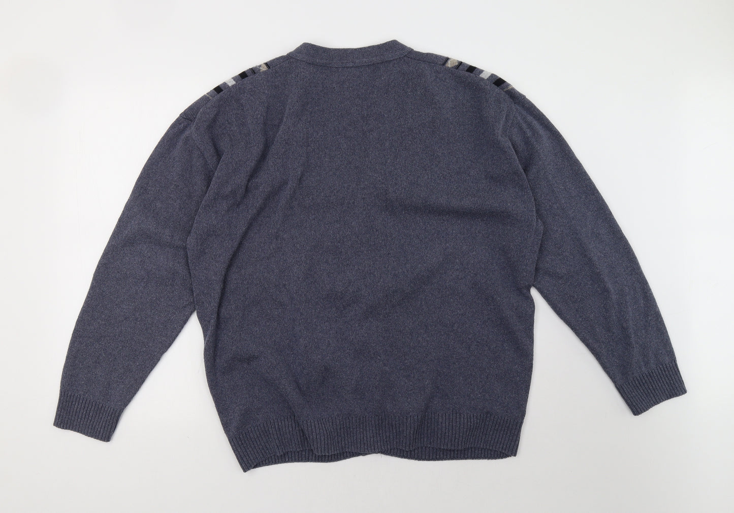 ben brooke Mens Blue Geometric  Cardigan Jumper Size XL