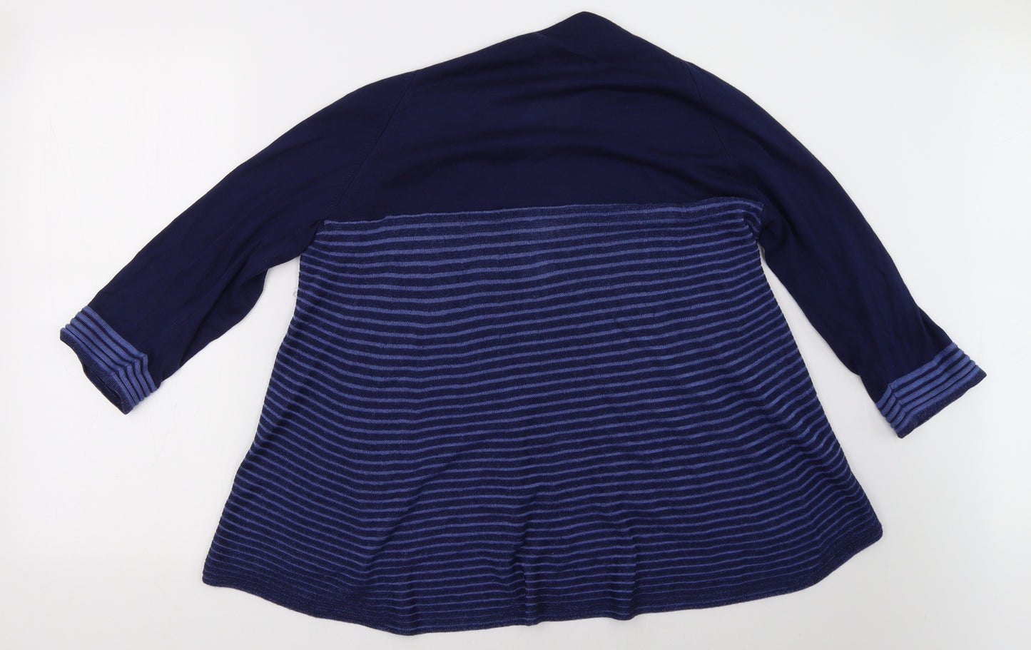 Marks and Spencer Womens Blue Striped  Cardigan Jumper Size 16