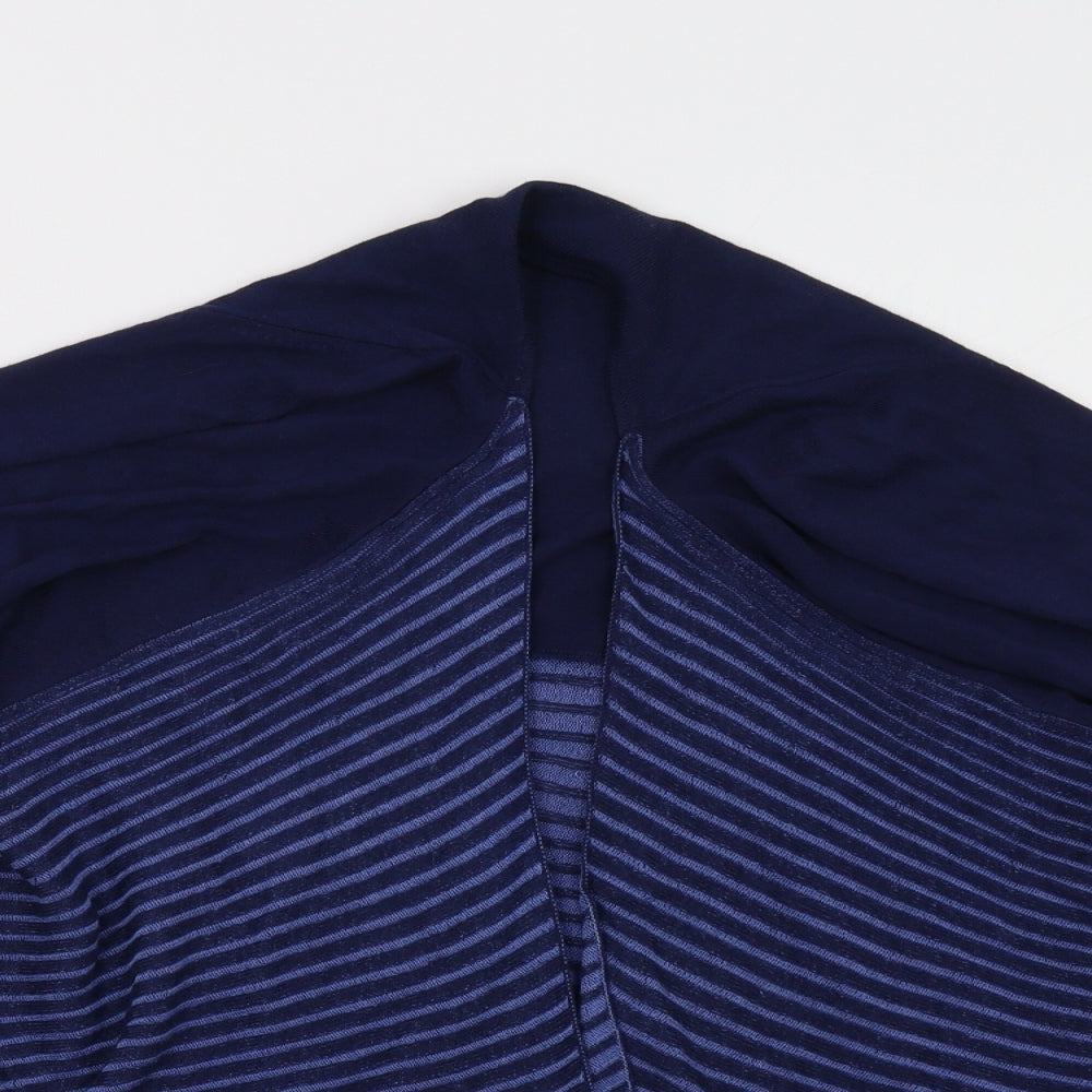Marks and Spencer Womens Blue Striped  Cardigan Jumper Size 16