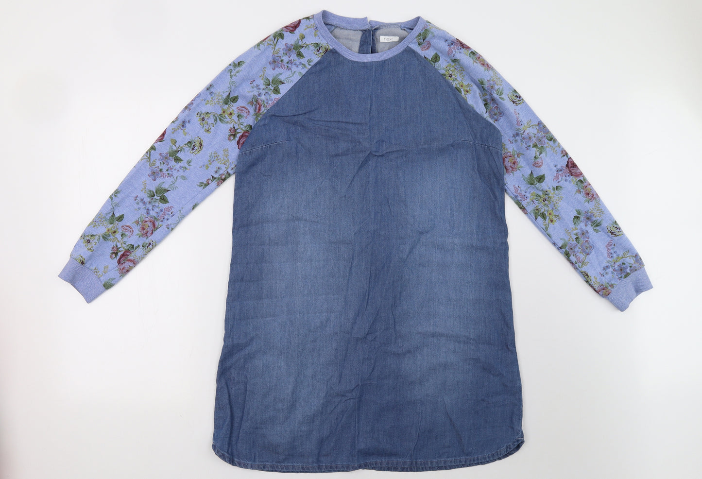 NEXT Girls Blue Floral Denim Jumper Dress  Size 15 Years