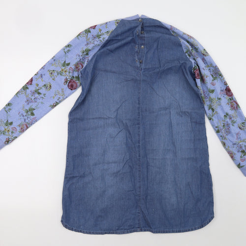 NEXT Girls Blue Floral Denim Jumper Dress  Size 15 Years