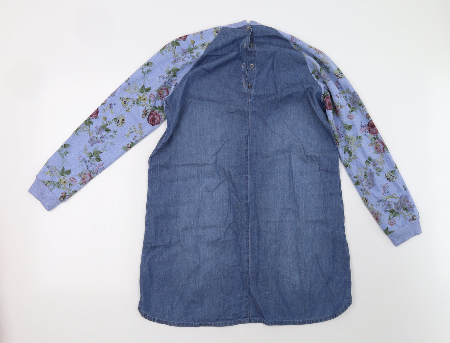 NEXT Girls Blue Floral Denim Jumper Dress  Size 15 Years