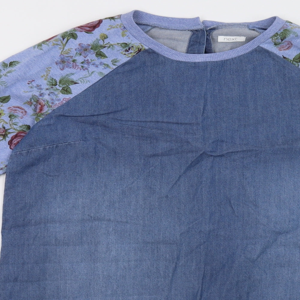 NEXT Girls Blue Floral Denim Jumper Dress  Size 15 Years