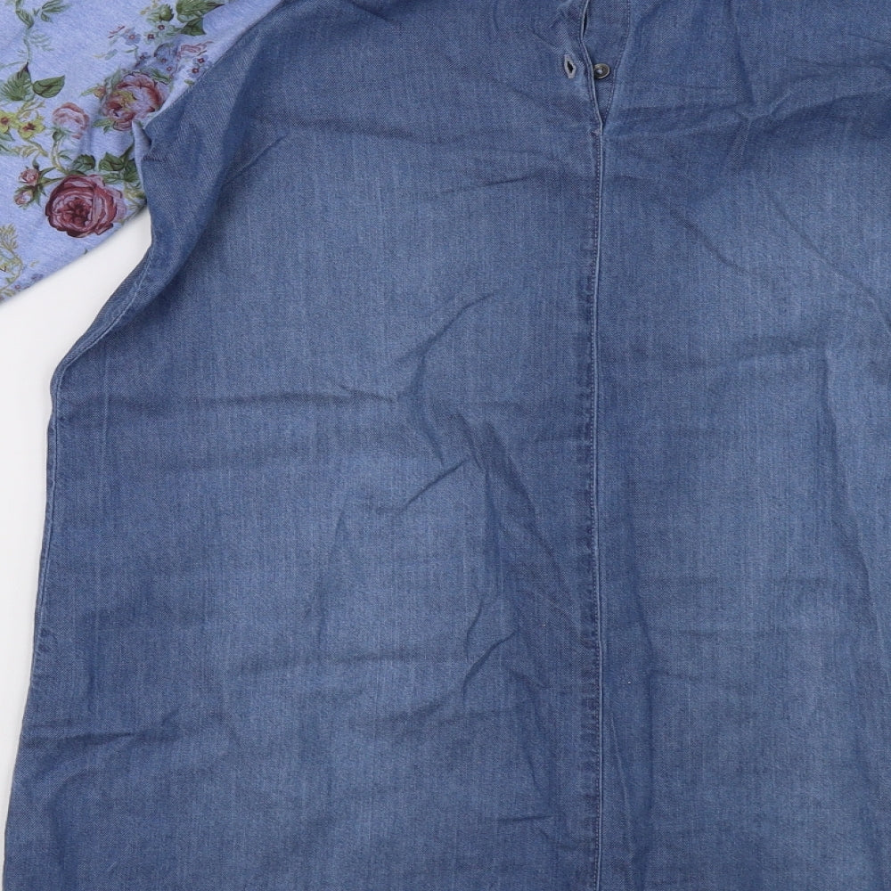 NEXT Girls Blue Floral Denim Jumper Dress  Size 15 Years