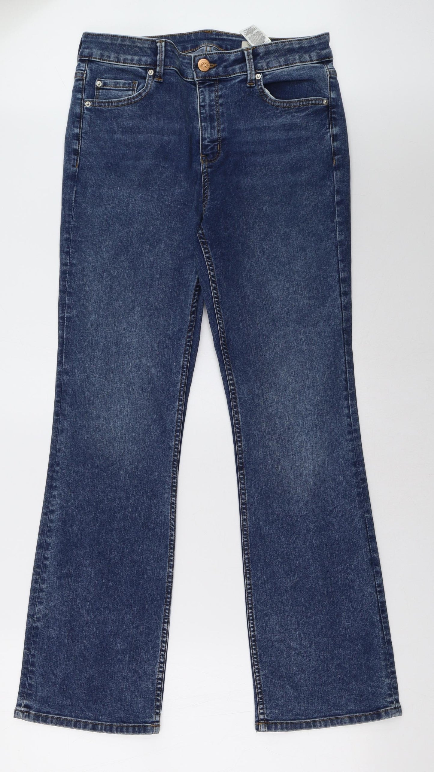 Marks and Spencer Womens Blue   Wide-Leg Jeans Size 12 L32 in
