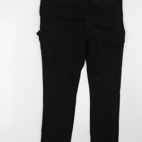 NEXT Womens Black  Denim Cargo Trousers Size 14 L32 in