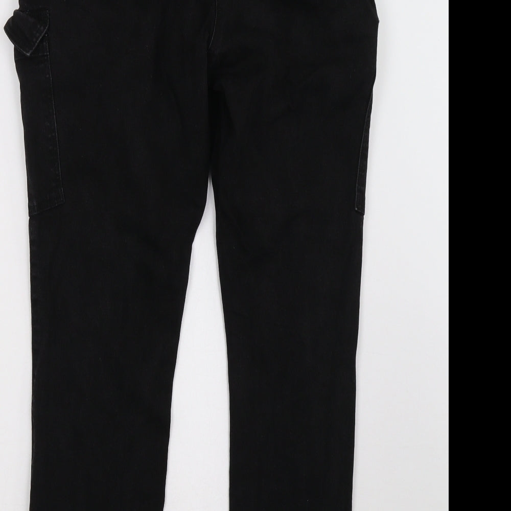 NEXT Womens Black  Denim Cargo Trousers Size 14 L32 in