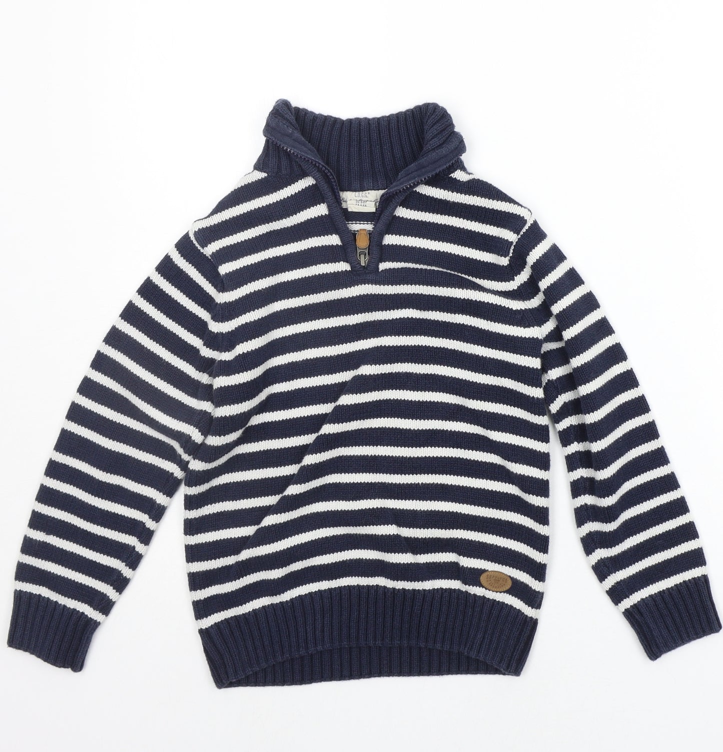 H&M Boys Blue Striped  Pullover Jumper Size 7-8 Years