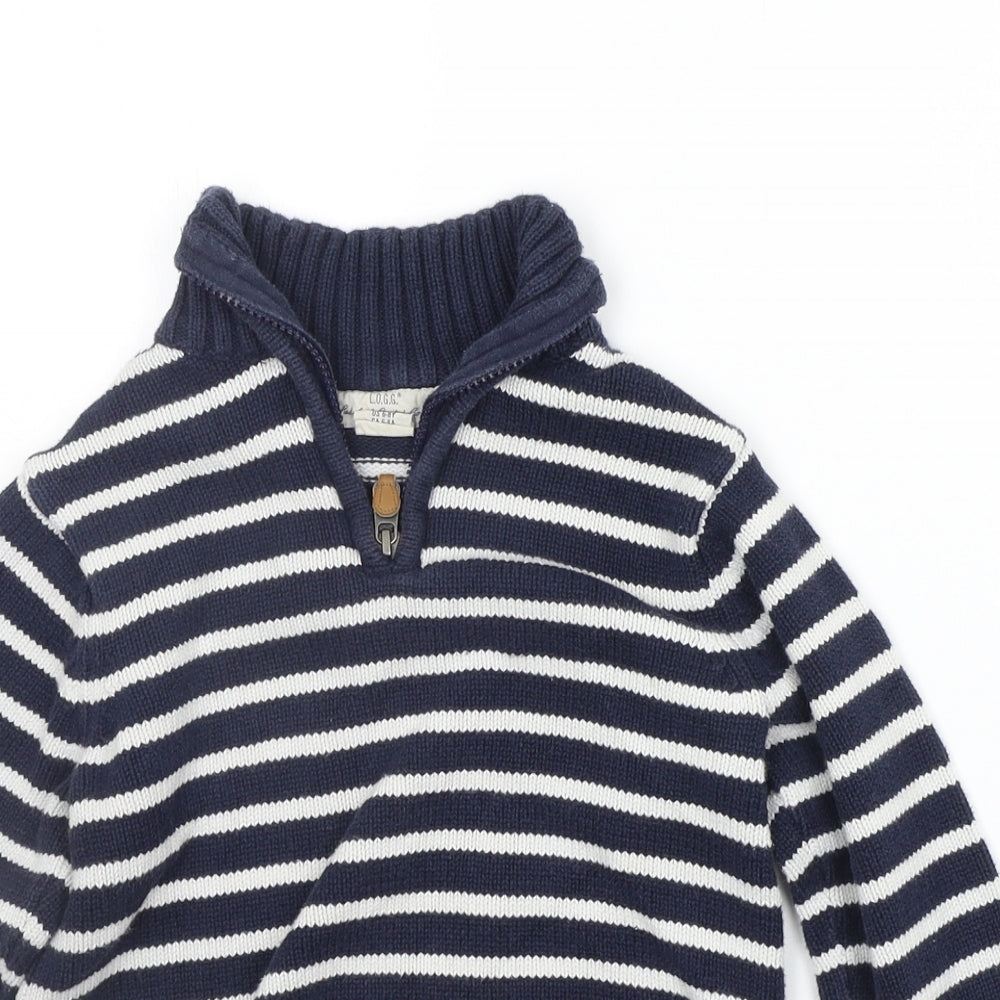 H&M Boys Blue Striped  Pullover Jumper Size 7-8 Years