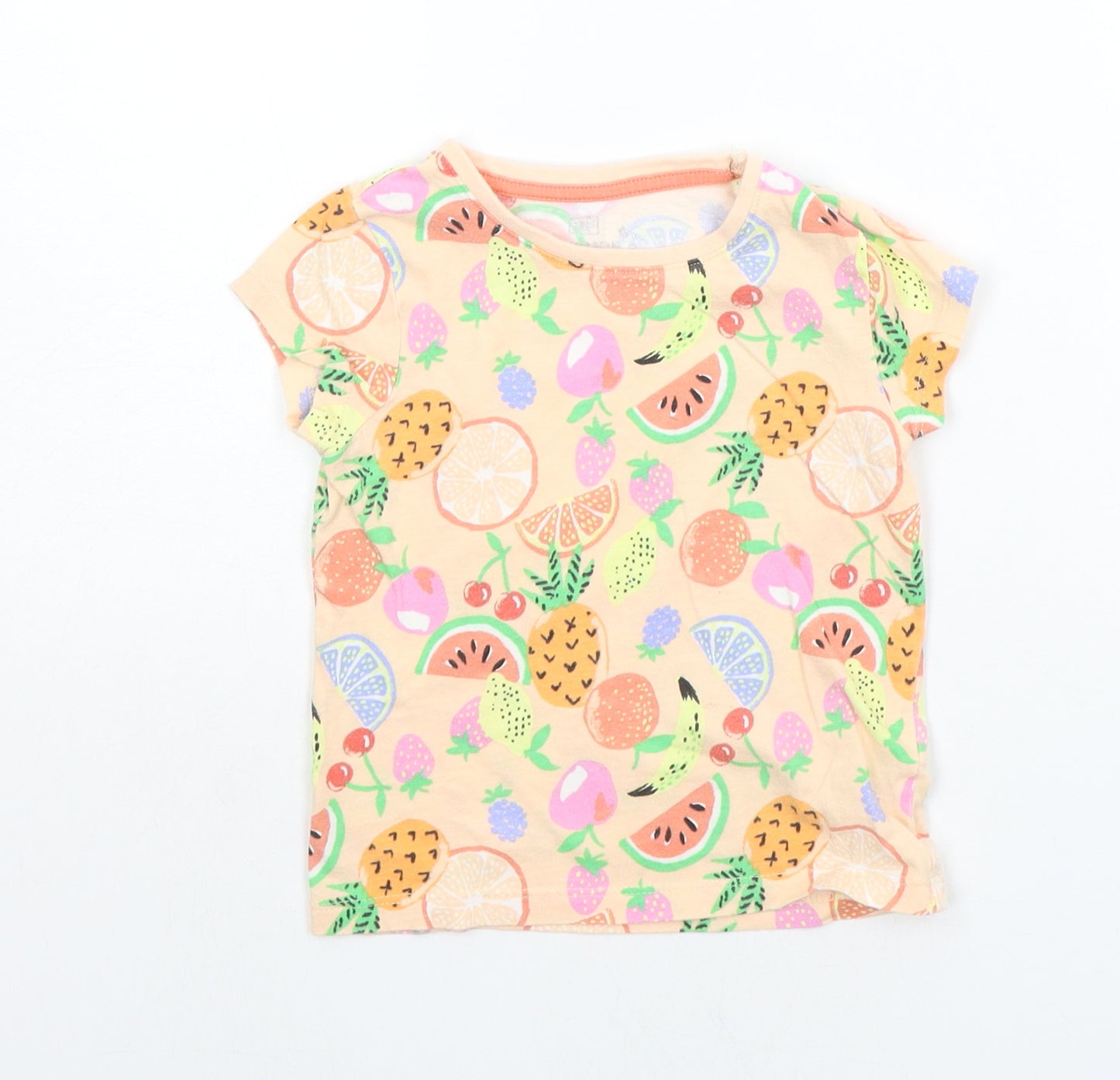F&F Baby Beige Geometric  Basic T-Shirt Size 18-24 Months  - fruit