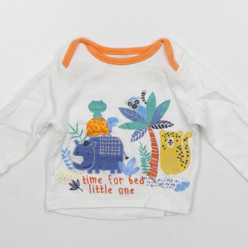 Nutmeg Baby White   Basic T-Shirt Size 6-9 Months  - ANIMALS