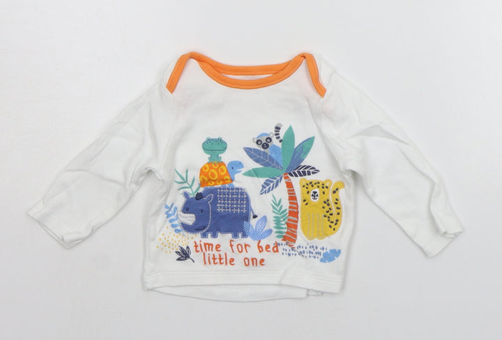 Nutmeg Baby White   Basic T-Shirt Size 6-9 Months  - ANIMALS